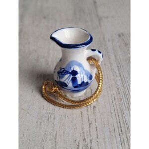 Miniature blue porcelain vase flour ornament Xmas